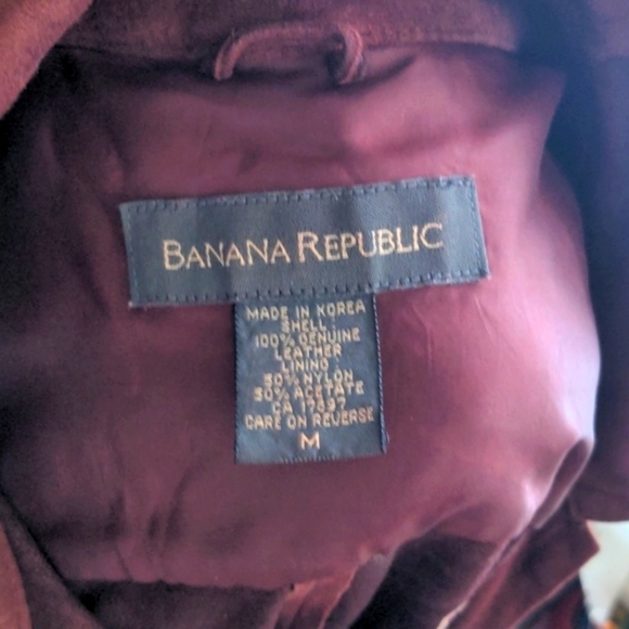 Banana Republic Burgundy Leather Shirt Jacket Medium Light - Picture 2 of 2